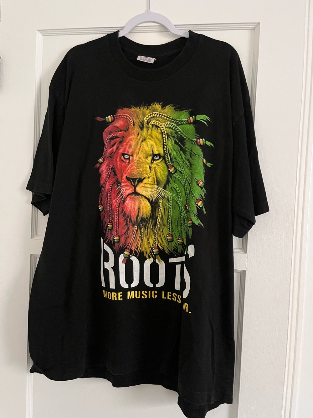 Roots Black T-Shirt with Rasta Lion Graphic - Multicolor